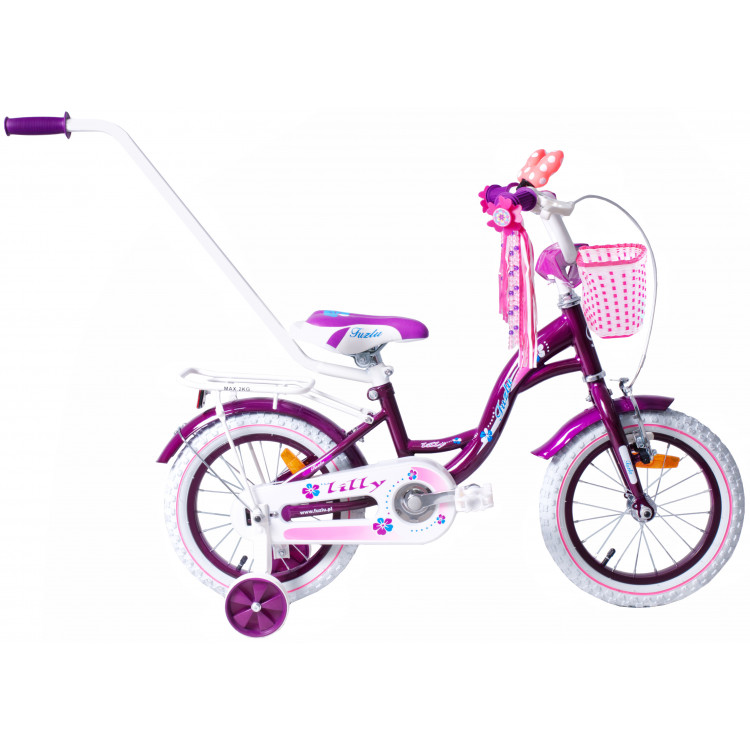 Detský bicykel 14" Fuzlu Thor Girl fialovo-biely-lesklý